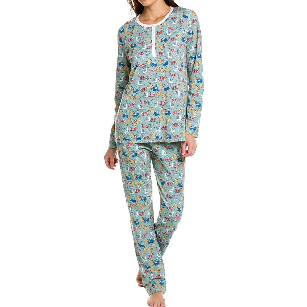 Roller Rabbit NWT Prancing Deer Green Christmas Holiday Pajamas sizes‎ XS & L